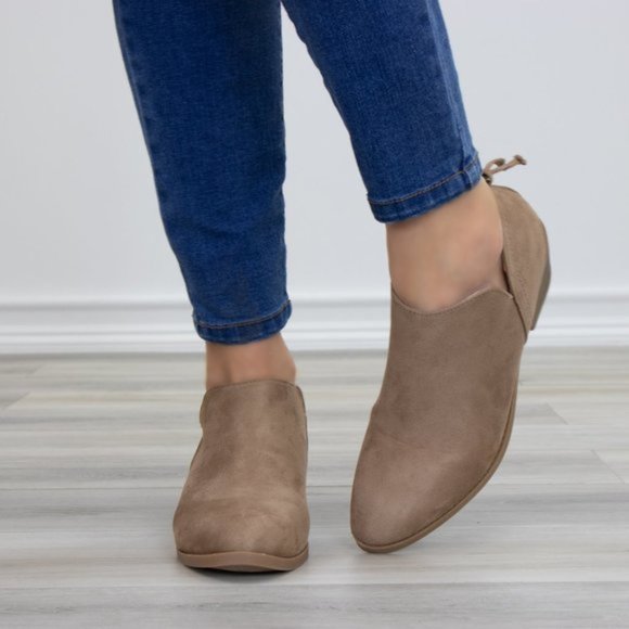 Tan Faux Suede Low Cut Ankle Booties - Picture 2 of 11